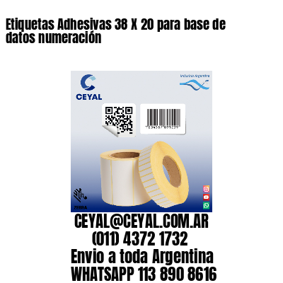 Etiquetas Adhesivas 38 X 20 para base de datos numeración