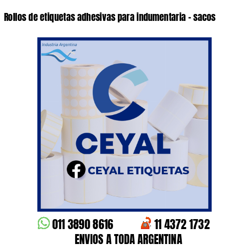 Rollos de etiquetas adhesivas para indumentaria - sacos