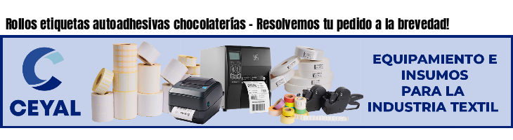 Rollos etiquetas autoadhesivas chocolaterías - Resolvemos tu pedido a la brevedad!