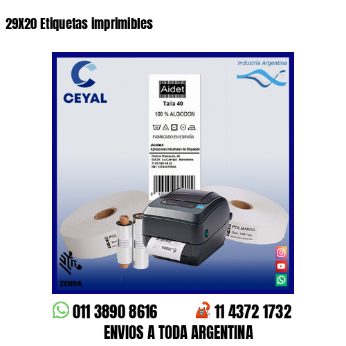 29X20 Etiquetas imprimibles