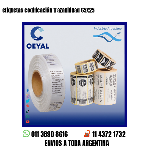 etiquetas codificación trazabilidad 65×25