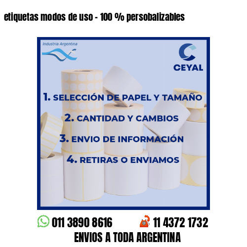 etiquetas modos de uso – 100 % persobalizables