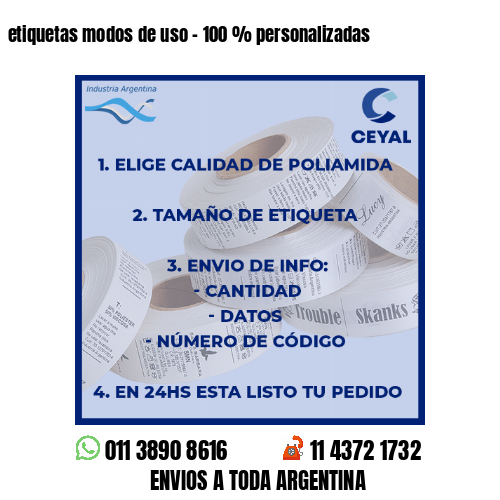 etiquetas modos de uso – 100 % personalizadas
