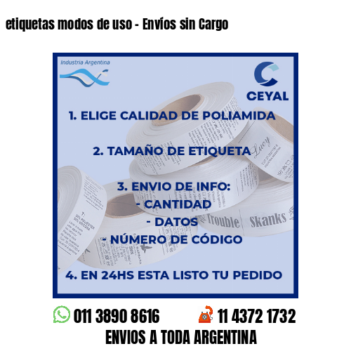 etiquetas modos de uso – Envíos sin Cargo