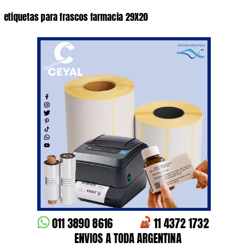 etiquetas para frascos farmacia 29X20
