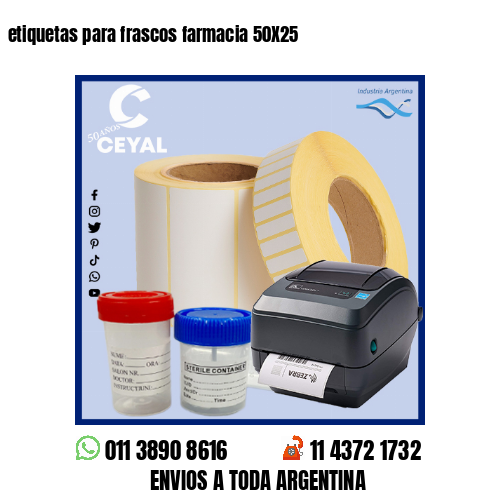 etiquetas para frascos farmacia 50X25