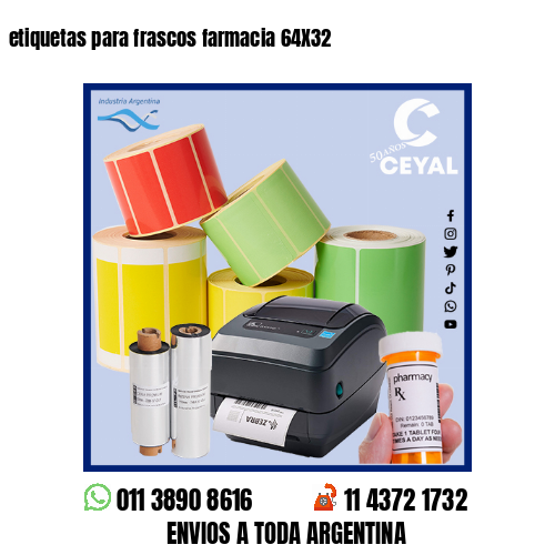 etiquetas para frascos farmacia 64X32