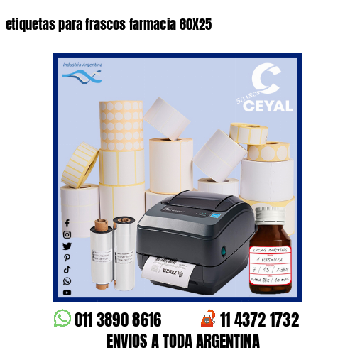 etiquetas para frascos farmacia 80X25