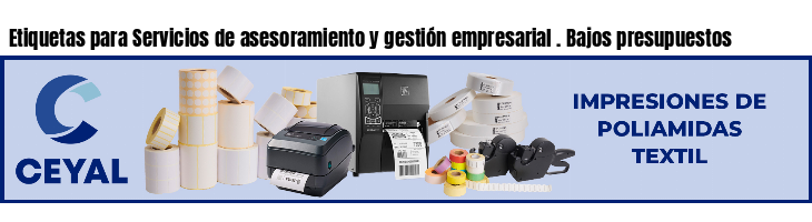 Etiquetas para Servicios de asesoramiento y gestión empresarial . Bajos presupuestos
