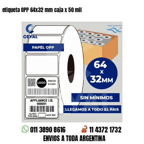 etiqueta OPP 64×32 mm caja x 50 mil