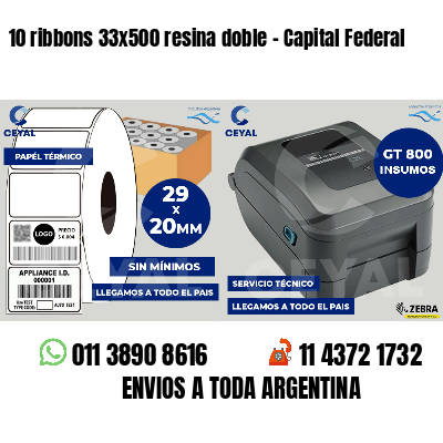 10 ribbons 33x500 resina doble - Capital Federal