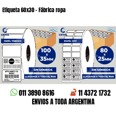 Etiqueta 60x30 - Fábrica ropa