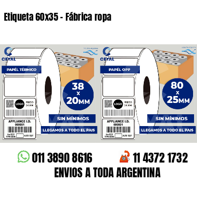 Etiqueta 60x35 - Fábrica ropa