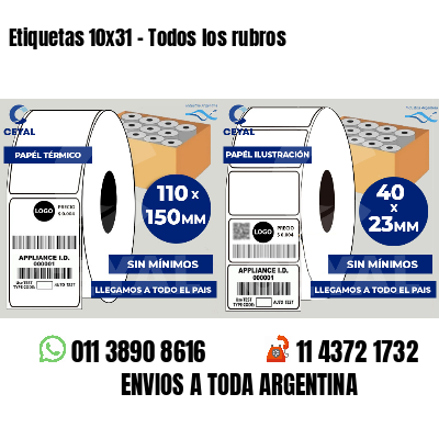 Etiquetas 10x31 - Todos los rubros