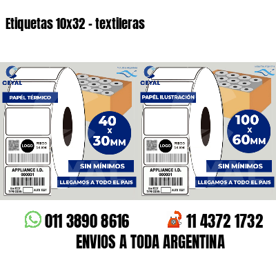 Etiquetas 10x32 - textileras