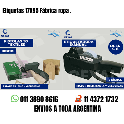 Etiquetas 17X95 Fábrica ropa .