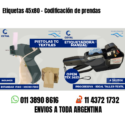 Etiquetas 45x80 - Codificación de prendas
