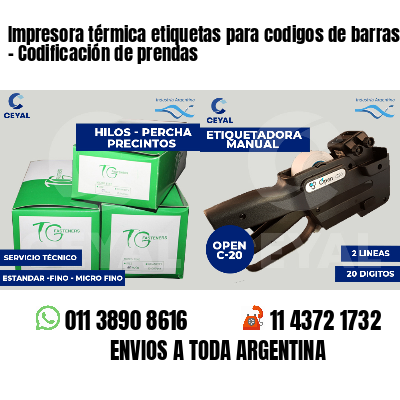 Impresora térmica etiquetas para codigos de barras   - Codificación de prendas