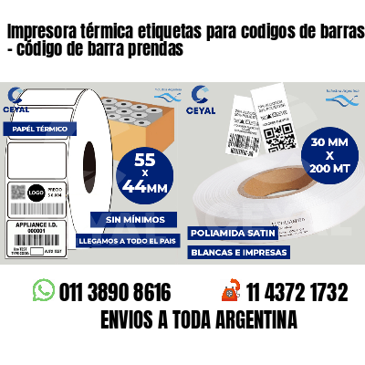 Impresora térmica etiquetas para codigos de barras   - código de barra prendas