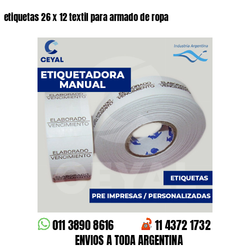 etiquetas 26 x 12 textil para armado de ropa