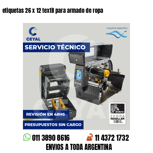 etiquetas 26 x 12 textil para armado de ropa