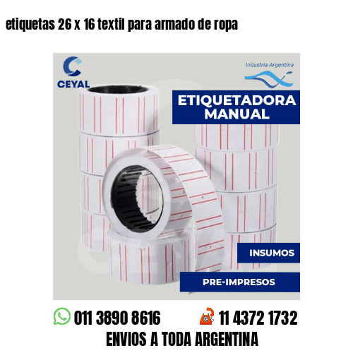 etiquetas 26 x 16 textil para armado de ropa