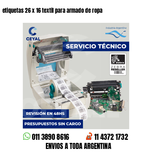 etiquetas 26 x 16 textil para armado de ropa