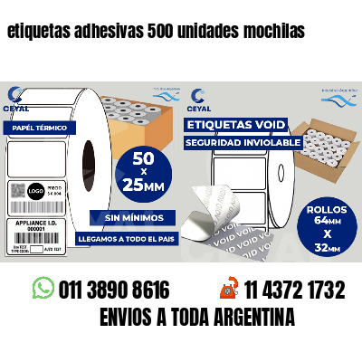 etiquetas adhesivas 500 unidades mochilas