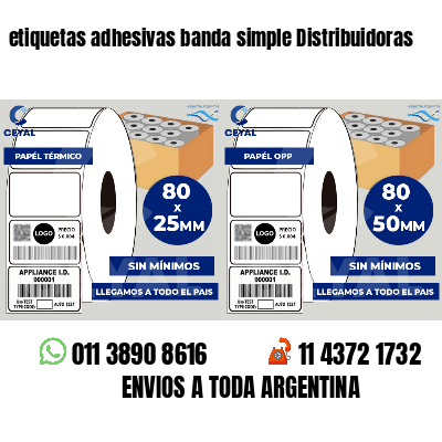 etiquetas adhesivas banda simple Distribuidoras