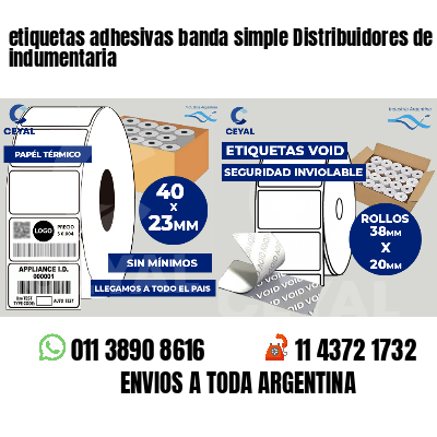 etiquetas adhesivas banda simple Distribuidores de indumentaria