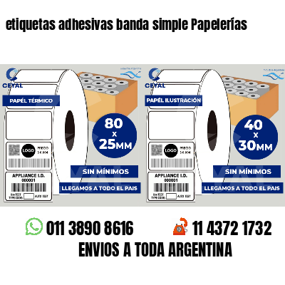 etiquetas adhesivas banda simple Papelerías