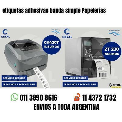 etiquetas adhesivas banda simple Papelerías