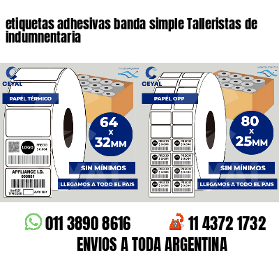 etiquetas adhesivas banda simple Talleristas de indumnentaria