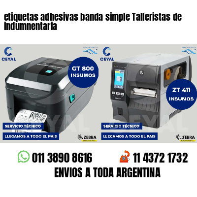 etiquetas adhesivas banda simple Talleristas de indumnentaria