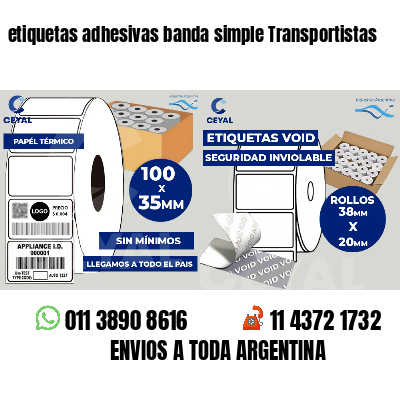 etiquetas adhesivas banda simple Transportistas