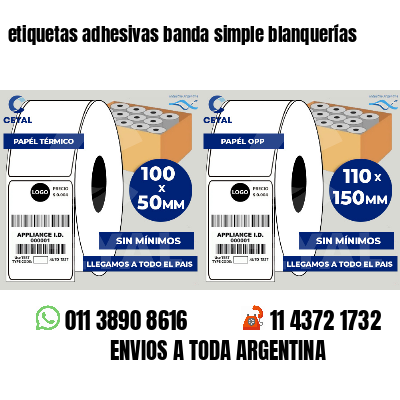 etiquetas adhesivas banda simple blanquerías