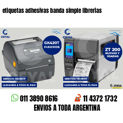 etiquetas adhesivas banda simple librerias