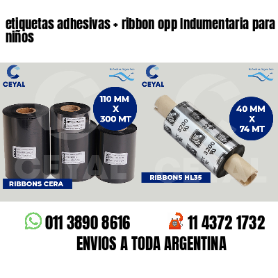 etiquetas adhesivas ribbon opp Indumentaria para niños