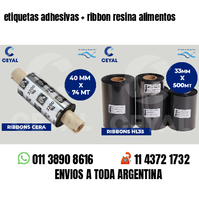 etiquetas adhesivas ribbon resina alimentos