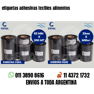 etiquetas adhesivas textiles alimentos