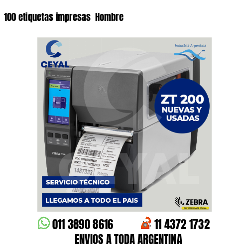 100 etiquetas impresas  Hombre