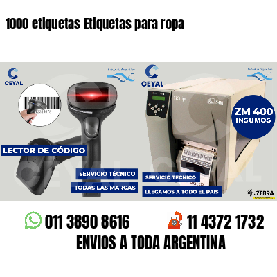 1000 etiquetas Etiquetas para ropa