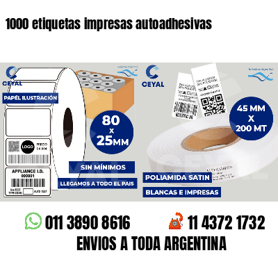 1000 etiquetas impresas autoadhesivas