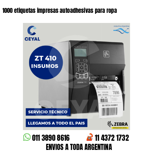 1000 etiquetas impresas autoadhesivas para ropa