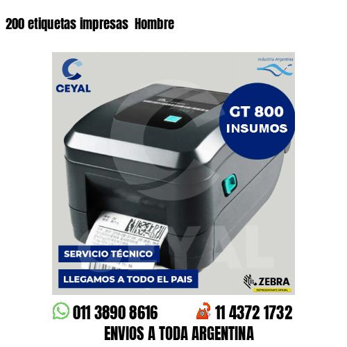 200 etiquetas impresas  Hombre