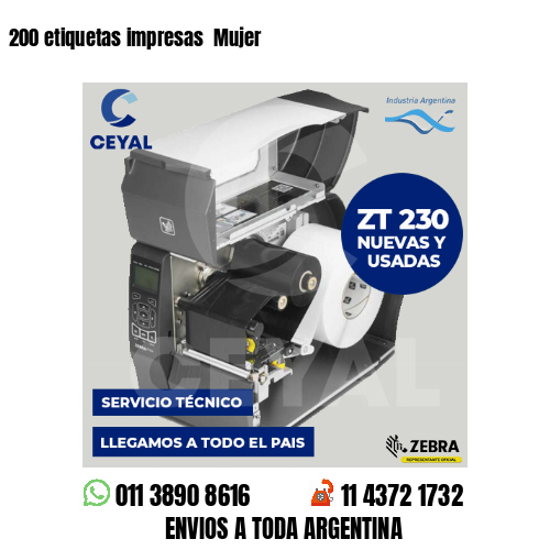 200 etiquetas impresas  Mujer