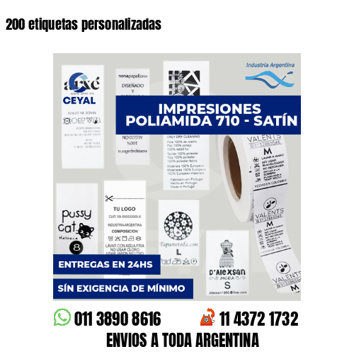 200 etiquetas personalizadas