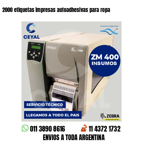 2000 etiquetas impresas autoadhesivas para ropa