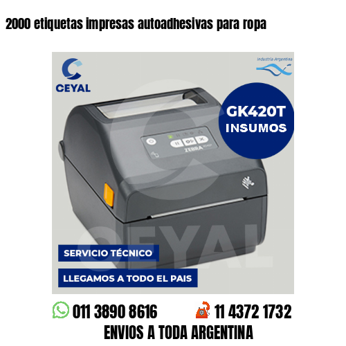 2000 etiquetas impresas autoadhesivas para ropa