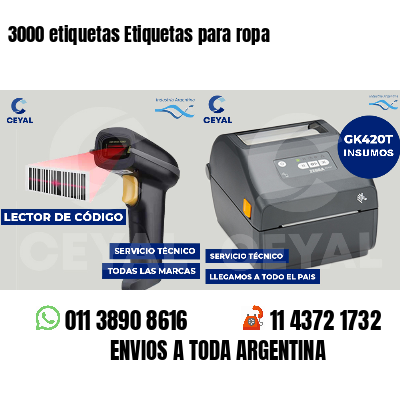 3000 etiquetas Etiquetas para ropa